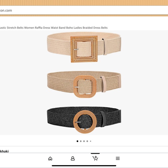 Accessories - Stretch Woven Waist Belt with Braided Buckle - Beige, Khaki, Black